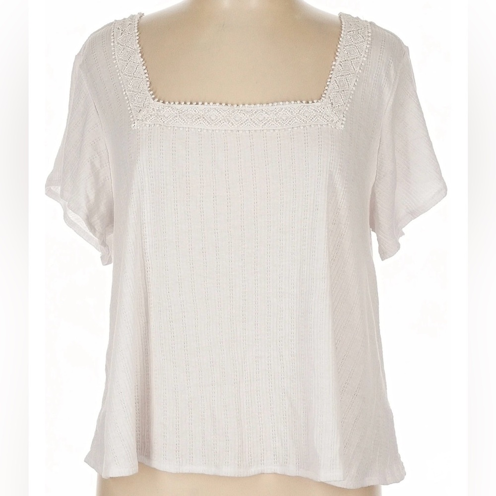 Boho Old Navy White Textured Women's Blouse 2X Retro